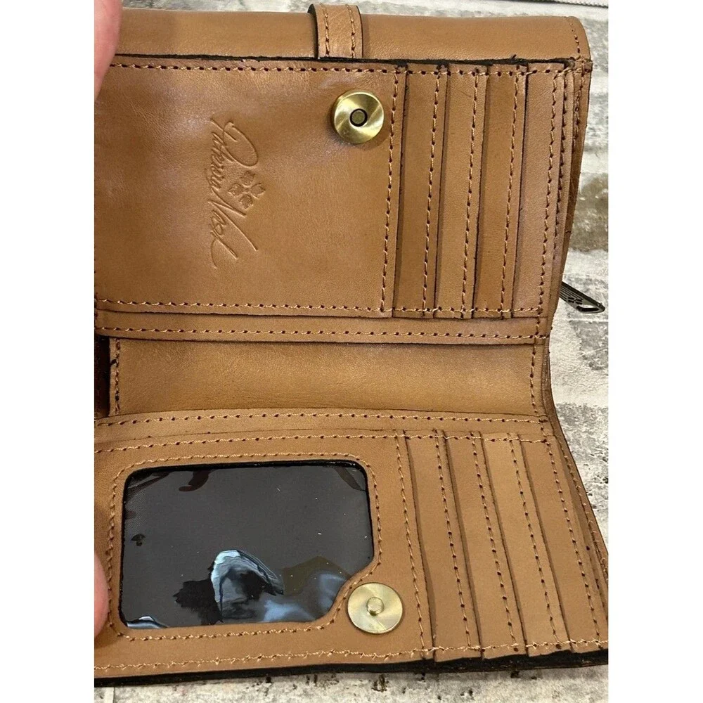 Patricia Nash Olmetta Leather Wallet Bifold Buckskin Color
